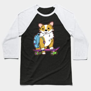 Corgi on skateboard Baseball T-Shirt